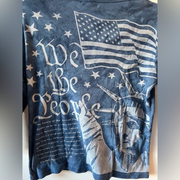 Glima Vintage American USA New York Graphic Patriotic V-Neck Top - Picture 8 of 9